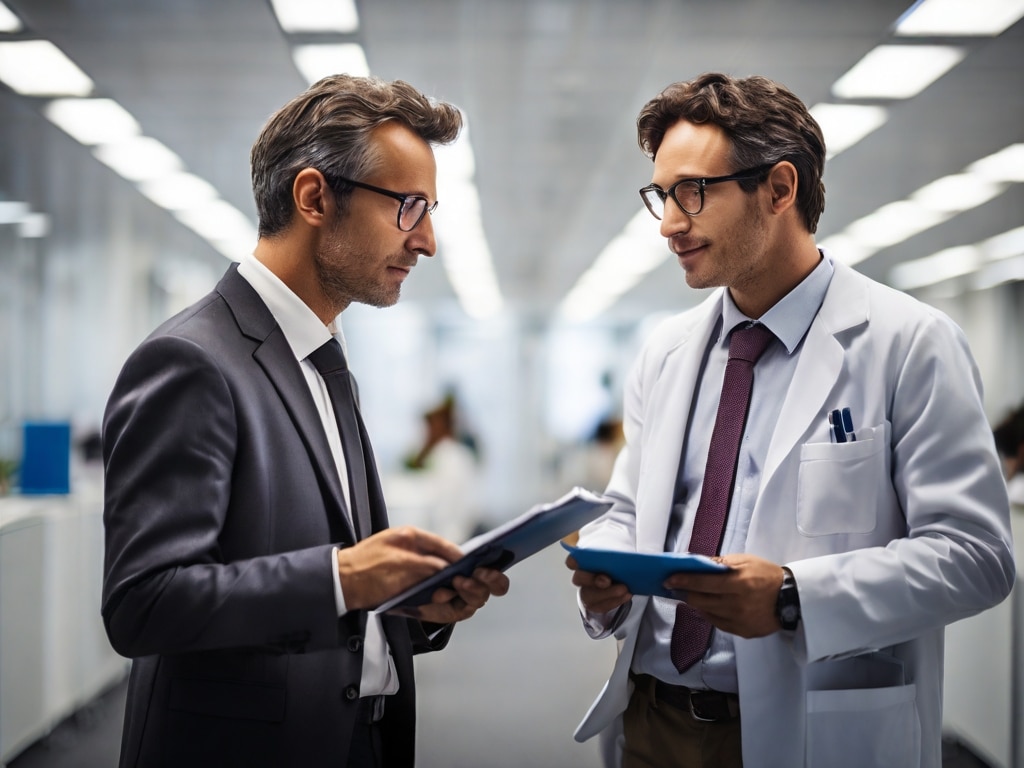 two scientists having a discussion